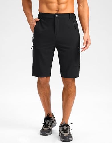 Pudolla Men's Hiking Shorts 11" Lightweight Cargo Work Shorts for Men Summer Travel Golf Casual Outdoor with 5 Pockets(Black 3X-Large) - Thumbnail 2