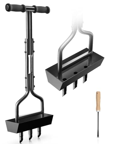 Nucyky Lawn Aerator Coring Tool with Soil Core Tray, Manual Garden Plug Aerator for Grass Aeration, Yard Aerator & A Cleaning Tool for Compacted Soil, Lawn Care, 38”,Patented, Black Handle - Image 1