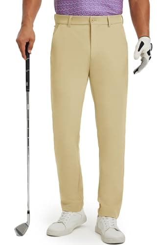 M MAELREG Men's Golf Dress Pants Stretch Quick Dry Wrinkle Free Office Pants with 4 Pockets Casual Pants for Men Khaki