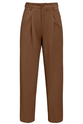 Arach&Cloz Coffee Dress Pants Women Work Office Ankle Trouser Business Casual Teacher Outfits Slacks High Wasited Buttoms Comfortable Pant with 4 Pockets M Summer - Image 1