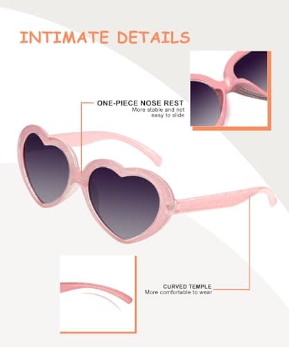 QALLY Kids Sunglasses Polarized Heart-Sunglasses: Toddler girls Sun Glasses with UV Protection for Youth Child 3Pack Age 3-12 - Thumbnail 4