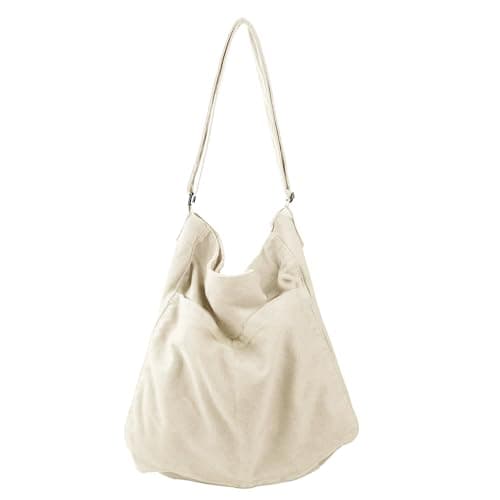 GEMIU Large Crossbody Bags for Women Canvas Hobo Tote Bags with Muti-Pockets and Zipper White - Image 1