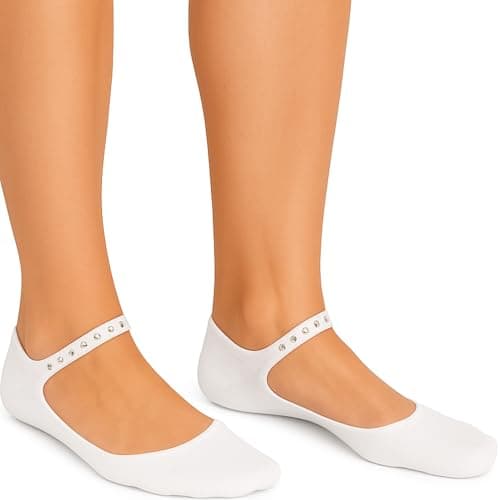 Hidey Style Premium White Austrian Crystal White Socks for Women (1 Pair), Stylish Anklet for Women - Breathable Women’s Socks - Image 1