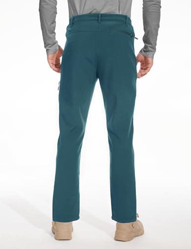 MOURCE Softshell Hiking Pants Men with Pockets - Fleece Lined Winter Pants for Men Outdoor Sports, Corsair Blue - Thumbnail 5