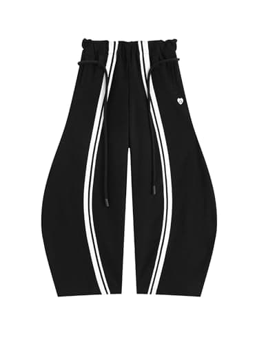 Aelfric Eden Stripe Super Baggy Sweatpants Oversized Barrel Pants Vintage Wide Leg Elastic Waist Lantern Trouser Unisex Black Medium - Image 1