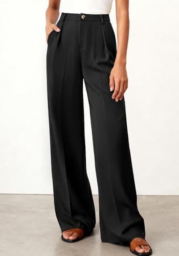 BTFBM Women's Wide Leg Palazzo Pants, Button High Waisted with Pockets, Casual Work Summer Outfits, Trendy Business 2026(Black, XX-Large) - Thumbnail 3