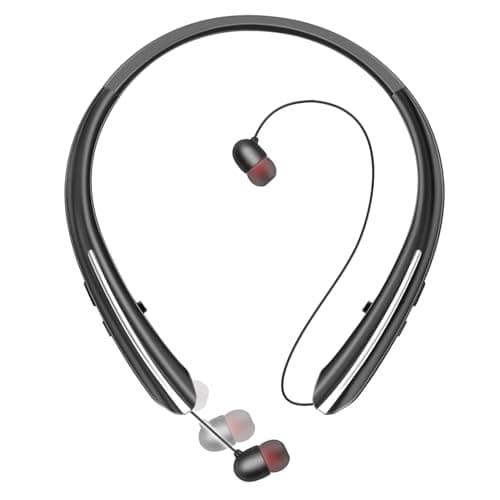 Neckband Bluetooth Headphones, Wireless Headphone with Retractable Earbud