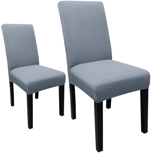JQinHome Dining Chair Covers Dining Room Chair Slipcovers, 2 Pack High Stretch Removable Washable Parsons Chair Slipcover for Home Party Hotel Wedding Ceremony (Light Grey) - Image 1
