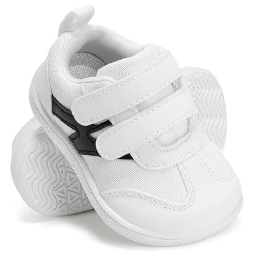 STQ KIDS Baby Girl Breathable Walking Shoes 18-24 Months for Infant Lightweight Slip on Sneakers WhiteToddler Size 6 - Image 1