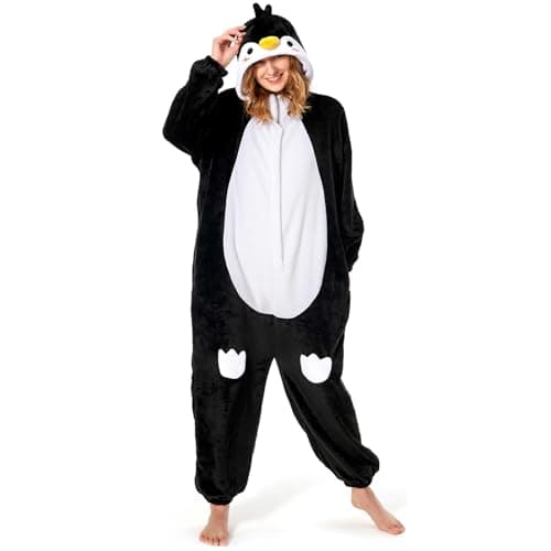OLAOLA Adult Penguin Onesie Cute Animal Pajamas Flannel Homewear Sleepwear Halloween Cosplay Costume Jumpsuit for Women Men - Image 1