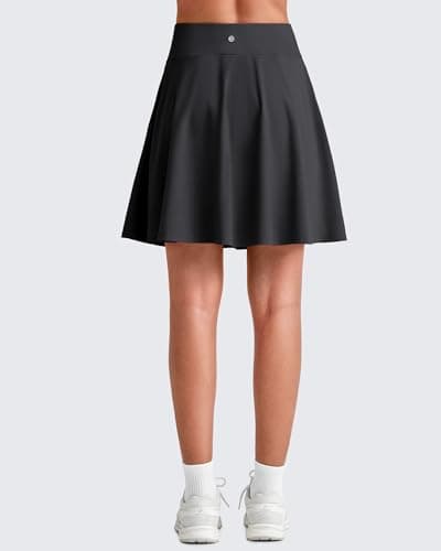 G4Free Athletic Skirts Casual Summer Knee Length Golf Skorts with Pockets Soft Lightweight Running Workout Tennis Skirt Built-in Shorts(Black,L) - Thumbnail 5