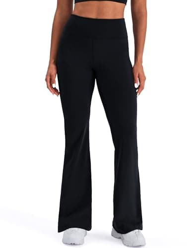 K-Swiss Flare Leggings for Women 32" - High Waist Wide Leg Bell Bottom Bootcut Yoga Pants for Casual Lounge, Black/Black S - Image 1