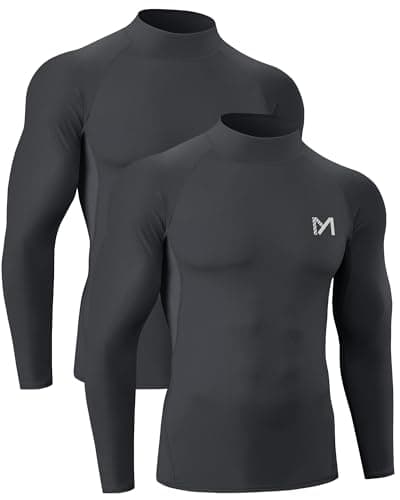 Compression Shirt Men Long Sleeve Workout Shirt, Quick Dry Top Baselayer Athletic Shapewear Undershirts for Men Grey 1 Pack - Image 1