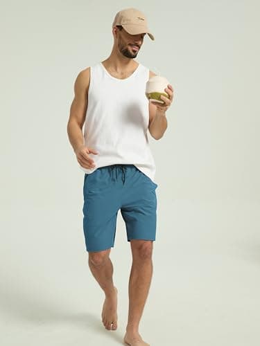 Arcweg Men's Swim Trunks with Compression Liner and Zipper Pockets Quick Dry Bathing Suit Board Swimming Shorts Lake Blue - Thumbnail 3