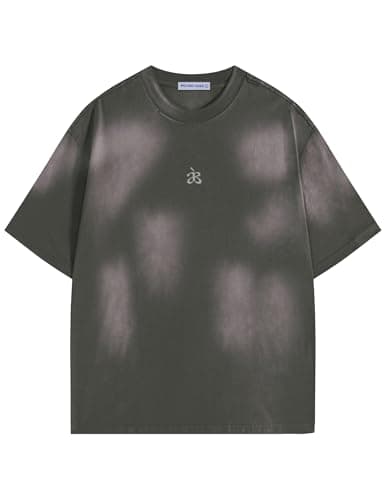 Aelfric Eden Unisex Oversized Color Block Tshirts Men Vintage Washed Tees Cotton Casual Short Sleeve Tops Grey