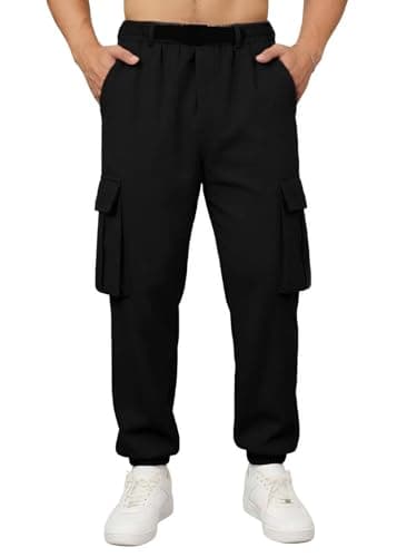 DISLANBO Men's Utility Cargo Jogger Pants - Lightweight, Adjustable Buckle Belt,5-Pocket Design Black 3XL - Image 1