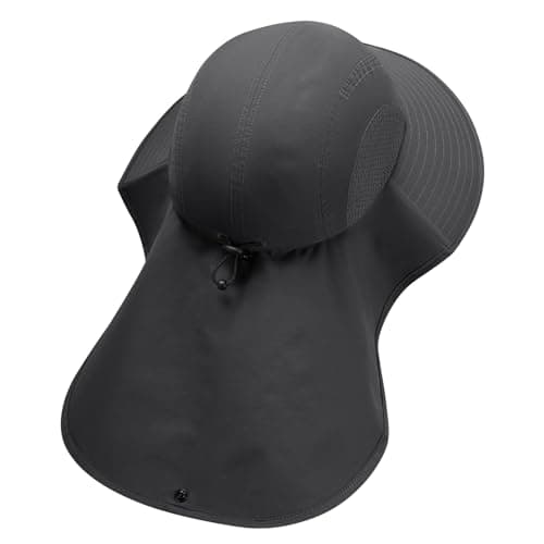 UVSAI UPF 50+ Foldable Sun Hats Wide Brim with Large Neck Flap for Men Women UV Protection Gardening Fishing Beach Hat Dark Grey - Thumbnail 2