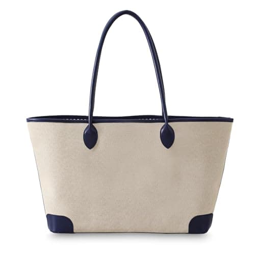 CRAZITAYA Oversize Linen Tote Bag for Women (Navy blue) - Image 1