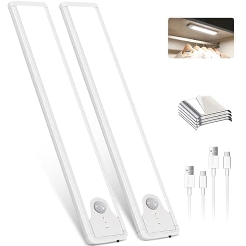 Pak 8 Inch Under Counter Cabinet Lighting, 41 LED Battery Operated Motion Sensor Light, Dimmable Closet Lights, USB Rechargeable, Wireless Magnetic Under Counter Light for Kitchen, Bathroom, 2 Packs - Image 1