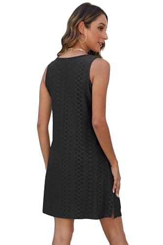 BKRIVE Black Dresses for Women 2026 Trendy Sleeveless T Shirt Dress Fashion Spring Summer Birthday Party Club Elegant Dress with Pockets Black L - Thumbnail 5