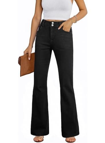 EVALESS Womens Flare Bell Bottom Jeans High Waisted Wide Leg Bootcut Jeans Stretchy Denim Pants Black Size 6 - Image 1
