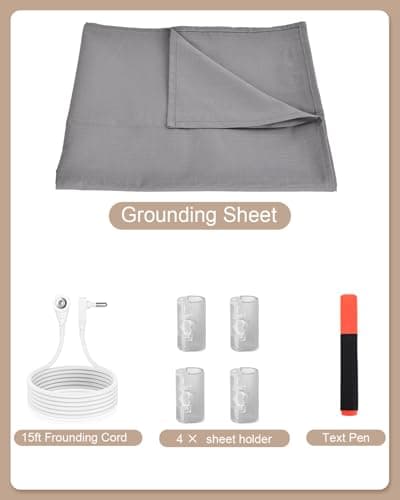 Grounding Sheets,Grounding Mat for Bed 10% Pure Silver Fiber+90% Organic Cotton,with 15Ft Grounding Cord,Fixed Clips,Test Pen,104 * 23.6inch Suitable for All Mattress Sizes(Grey) - Thumbnail 6