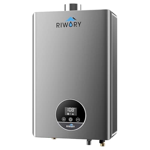 RIWORY 102000 BTU Natural Gas Tankless Water Heater, Max 4.3 GPM Intelligent Constant Indoor Instant Gas On Demand Hot Water Heater Tankless with Freeze Protection, 3/4" NPT, for 3-4 Water Points - Image 1