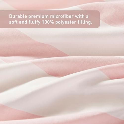 Reversible Striped King Comforter Set-Bed in A Bag 7-Pieces Bedding Set with Double-sided Stripes Design-Warm & Cozy Bed Set Includes King Size Comforter, Sheets set, Pillowcases and Shams, Blush - Thumbnail 6