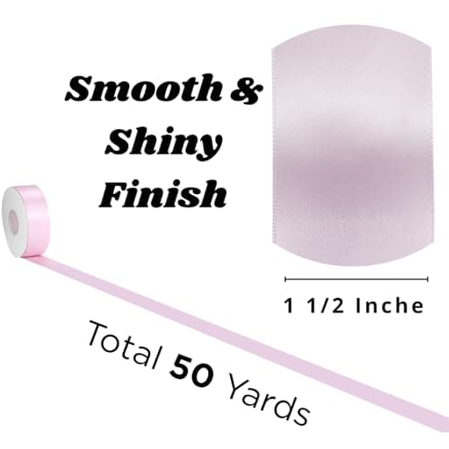 Pink Ribbon 1-1/2 Inch x 50 Yards – Double Faced Satin Soft Ribbon for Baby Shower, Girl Gift Wrapping, Bows & Birthday Decor - Thumbnail 3