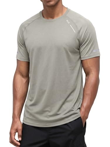 Comdecevis Mens T-Shirts Cooling Moisture Wicking Running Athletic Gym Tops Workout Shirts for Men L(36) Light Grey - Image 1