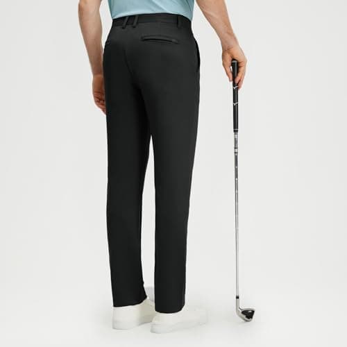 M MAELREG Mens Golf Pants with Pockets Stretch Regular Fit Business Casual Water-Resistant Work Dress Pants for Men Black - Thumbnail 2