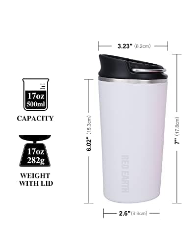 GiNT 17oz Travel Tea Mug with Infuser, 2 Lids. Vacuum Insulated 316 Stainless Steel Coffee Mug. Dishwasher Safe Tea Cup with Strainer for Hot & Cold Brew Coffee. Mothers Day Gifts for Mom (White) - Thumbnail 3