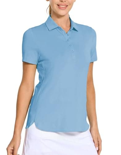 M MAELREG Womens Golf Shirt Short Sleeve Casual Lightweight Quick Dry Collared Tennis Polo Shirts for Women Sky Blue - Image 1