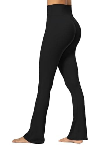 Sunzel No Front Seam Mini Flare Leggings for Women, Invisible Butt Scrunch Flared Yoga Pants with Tummy Control 32" Black Medium - Image 1