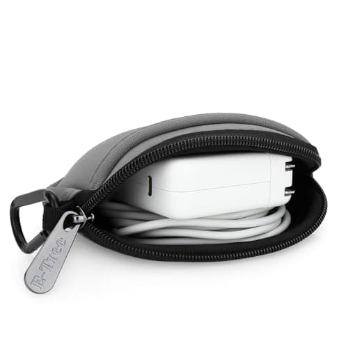 E-Tree Mini Neoprene Pouch Case for Phone Charger Airpods Cables Earphones MagSafe Power Adapter Keys Keychain Small Accessories Storage Organizer Tech Bag, Coin Purse Wallet, Zipper Pocket (Grey) - Thumbnail 3