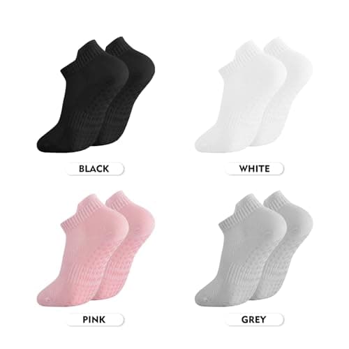Walifrey Grip Pilates Socks, Yoga Socks with Grips for Women Non Slip (Black/White/Pink) - Thumbnail 6