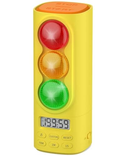 MeesMeek Traffic Light Visual Timer&ADHD Tool for Kids Adults Display Volume Adjustment, with 4 Ringtones for Classroom Desk Home Kitchen Game Countdown Pause Memory Function Charger Type C (Yellow)