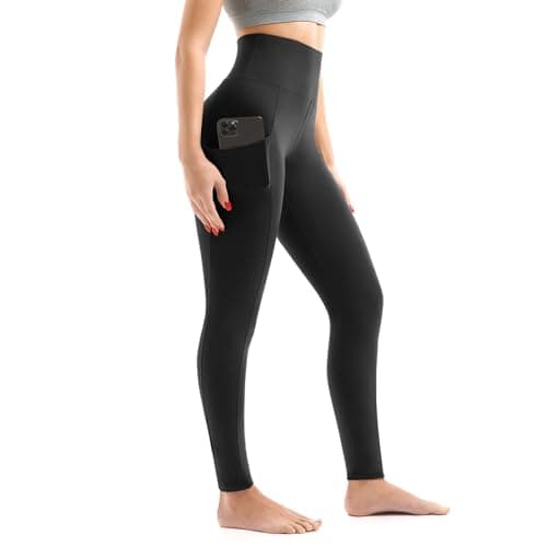 Walifrey Leggings with Pockets for Women, High Waisted Buttery Soft Womens Leggings for Gym Yoga Workout (Black SM) - Image 1
