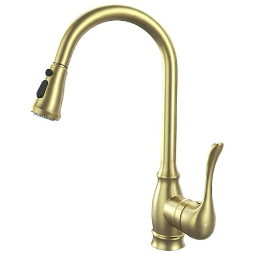 Kitchen Sink Faucet with Pull Down Sprayer, High Arc Single Handle Kitchen Faucet 2-Function 360° Swivel Stainless Steel Sink Faucet