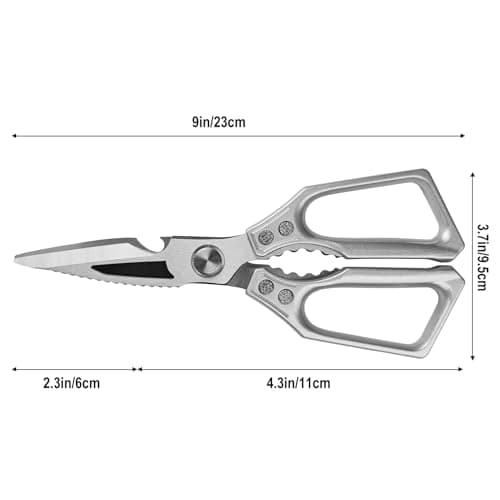 TUOLEWE Heavy Duty Kitchen Scissors - 3.0mm Thickened Professional Stainless Steel Blades, All-Purpose Dishwasher Safe Meat & Poultry Shears for Cutting Chicken Bones, Food Prep - Thumbnail 3