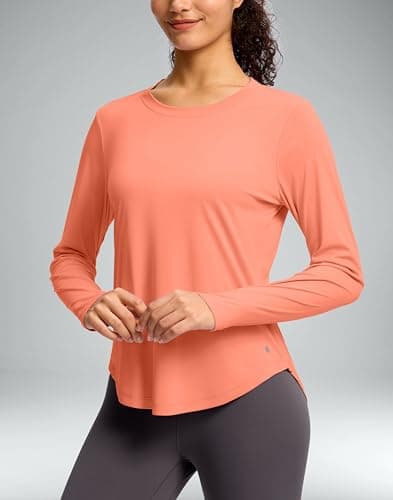 Soothfeel Women's UPF 50+ Sun Shirts Long Sleeve SPF UV Protection Rash Guard Lightweight Quick Dry Hiking Workout Tops Orange_pinkM - Thumbnail 2