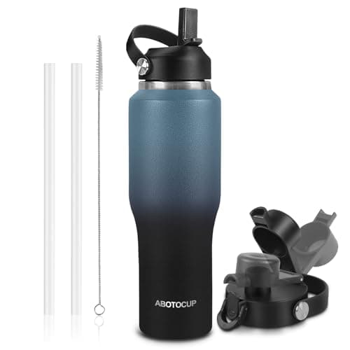 ABOTOCUP 32oz Insulated Water Bottle Keep Cold 24h&Hot 12h, Double Wall Vacuum Insulated Water Bottles with Straw/Spout Lid, Stainless Steel Water Bottles that Fit in Any Car Cup Holder, Leak-proof - Image 1