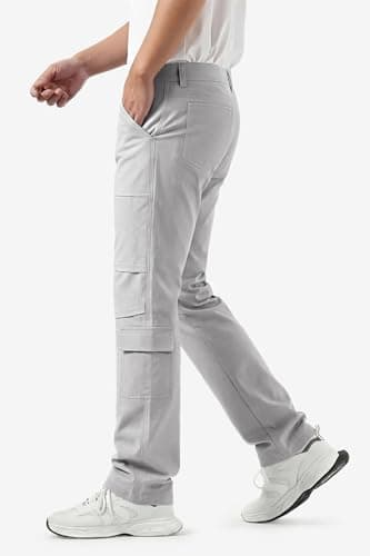 GINGTTO Cargo Pants for Men Slim Fit Stretch Hiking Pants Men Waterproof Grey Size 38 - Thumbnail 4
