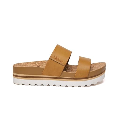 Athlefit Women's Two Strap Beach Slide Sandals Summer Brown Comfortable Sandals With Arch Support Footbed Slides Size 10 - Thumbnail 3