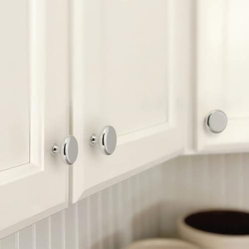 YAGU 10 Pack Bright Silver Kitchen Cabinet Knobs 1-1/4 Inch Round Solid Dresser Drawer Knob Polished Chrome Modern Hardware Pulls for Closet Cupboard Wardrobe - Thumbnail 5