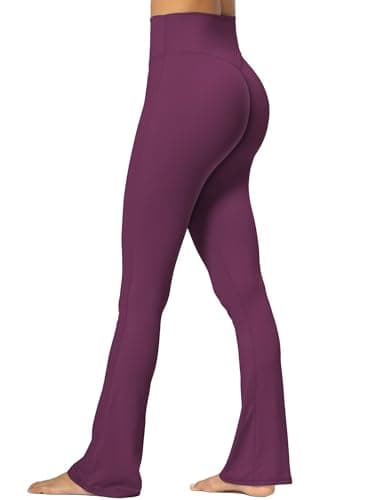 Sunzel No Front Seam Mini Flare Leggings for Women, Invisible Butt Scrunch Flared Yoga Pants with Tummy Control 34" Cherry Red Large - Image 1
