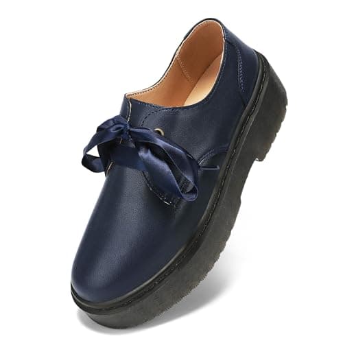 BEAUSEEN Women's Vegan Leather Platform Chunky Loafers Clssic Penny Loafers Slip On Comfort Business Work Office Dress Walking Shoes Navy Blue,11 US - Image 1