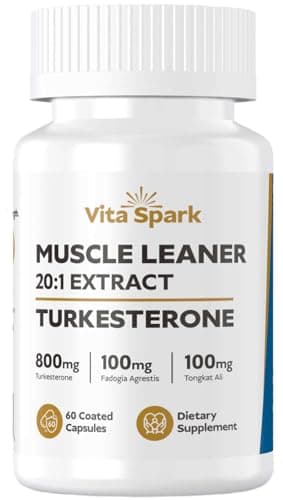 Vita Spark Turkesterone Muscle Leaner - 20:1 Extract 16,000mg with Tongkat Ali & Fadogia Agrestis, High Potency Men's Supplement for Performance, Energy, Vitality, Stamina & Strength | 60 Capsules - Image 1