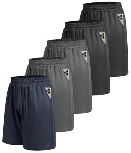 LalaHooK 5 Pack Gym Mens Shorts - Quick Dry Basketball Workout Athletic Shorts with Pockets for Running Casual Activewear