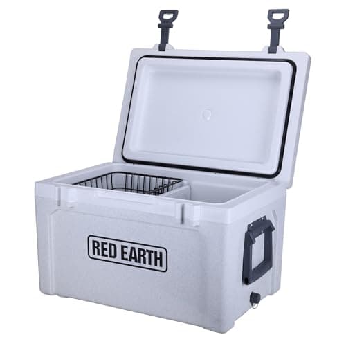 GiNT Ultra-Light 52 Quart Hard Cooler Insulated Portable Ice Chest Box with Basket & Divider, Great for the Beach, Boat, Fishing, Barbecue or Camping (Snowflake) - Image 1
